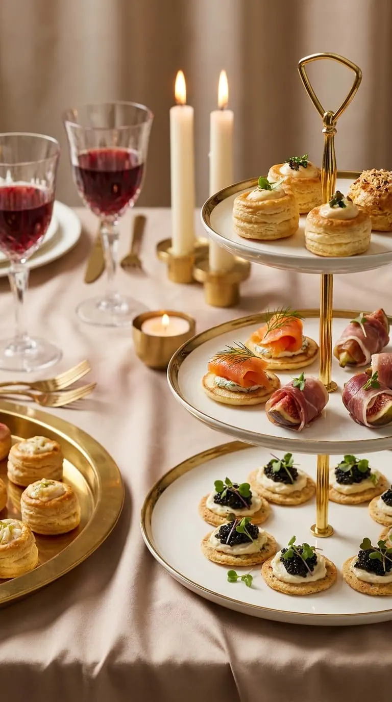 Mesa de salgados e finger food premium